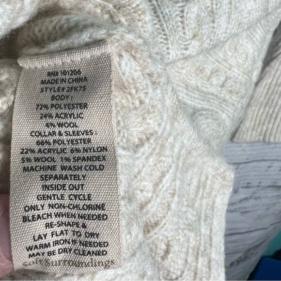 Soft Surroundings Alena Sweater In Oatmeal Heather LARGE Cable Knit - Picture 10 of 12